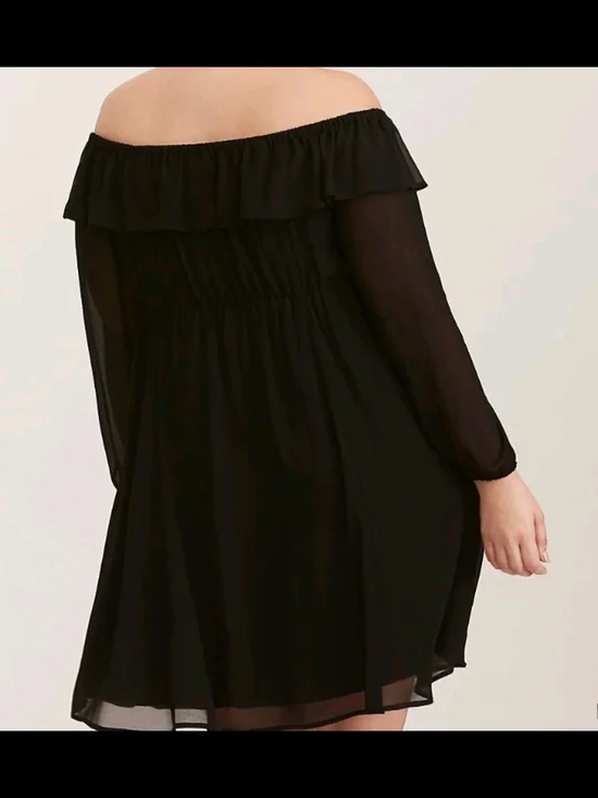 Torrid Black Off-Shoulder Long Sleeve Dress 6 30 NWT - Picture 2 of 4